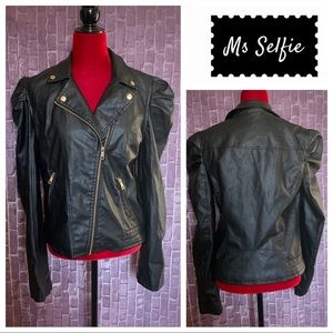 Black Faux Leather Moto Jacket